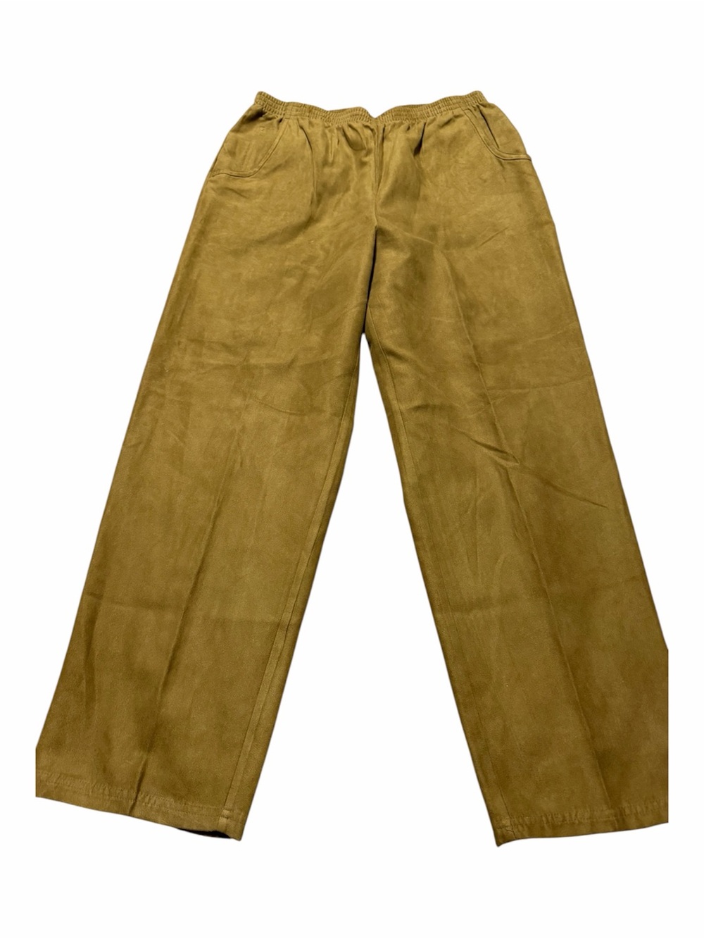 Faux Suede Wide-Leg Trousers Plus Size 16 Elastic Fall Autumn Tan Brown Office